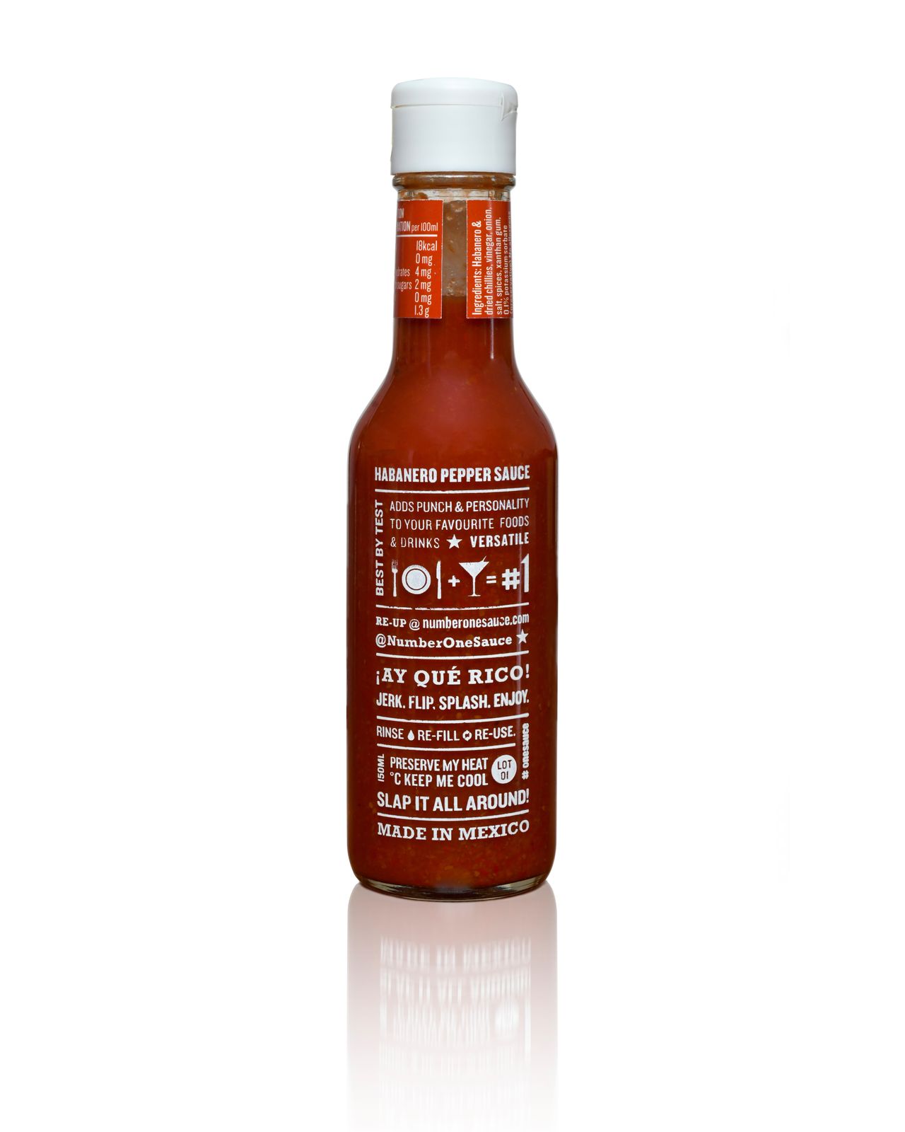 #1 HOT bottle, back label copy