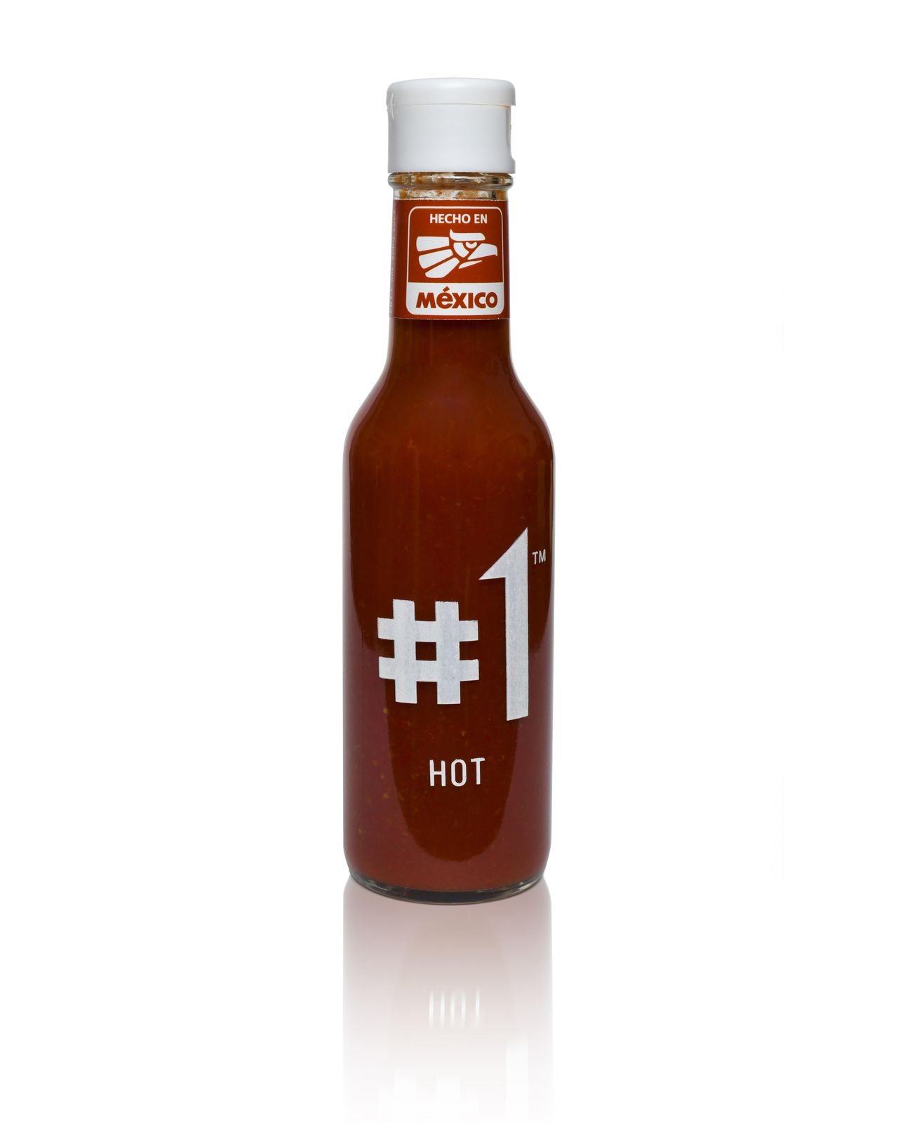 #1 HOT hot sauce bottle, front label