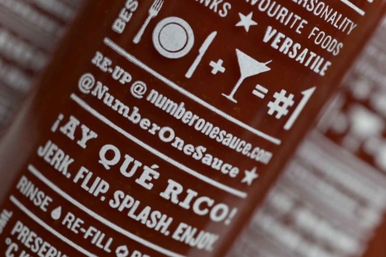 Close-up of the #1 HOT back-label copy